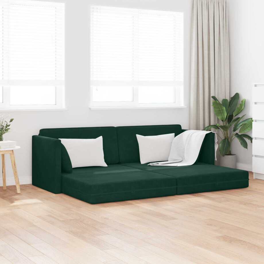 vidaXL Vloerslaapbank Donkergroen 213 x 70 x 77 cm Fluweel vidaXL Vloerslaapbank Donkergroen 213 x 70 x 77 cm Fluweel afbeelding 1