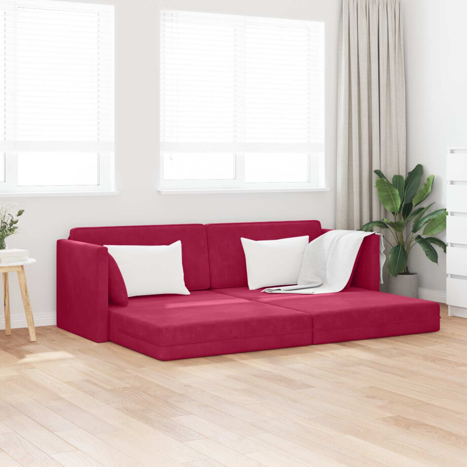 vidaXL Vloerslaapbank Wijnrood 213 x 70 x 77 cm Fluweel vidaXL Vloerslaapbank Wijnrood 213 x 70 x 77 cm Fluweel afbeelding 1
