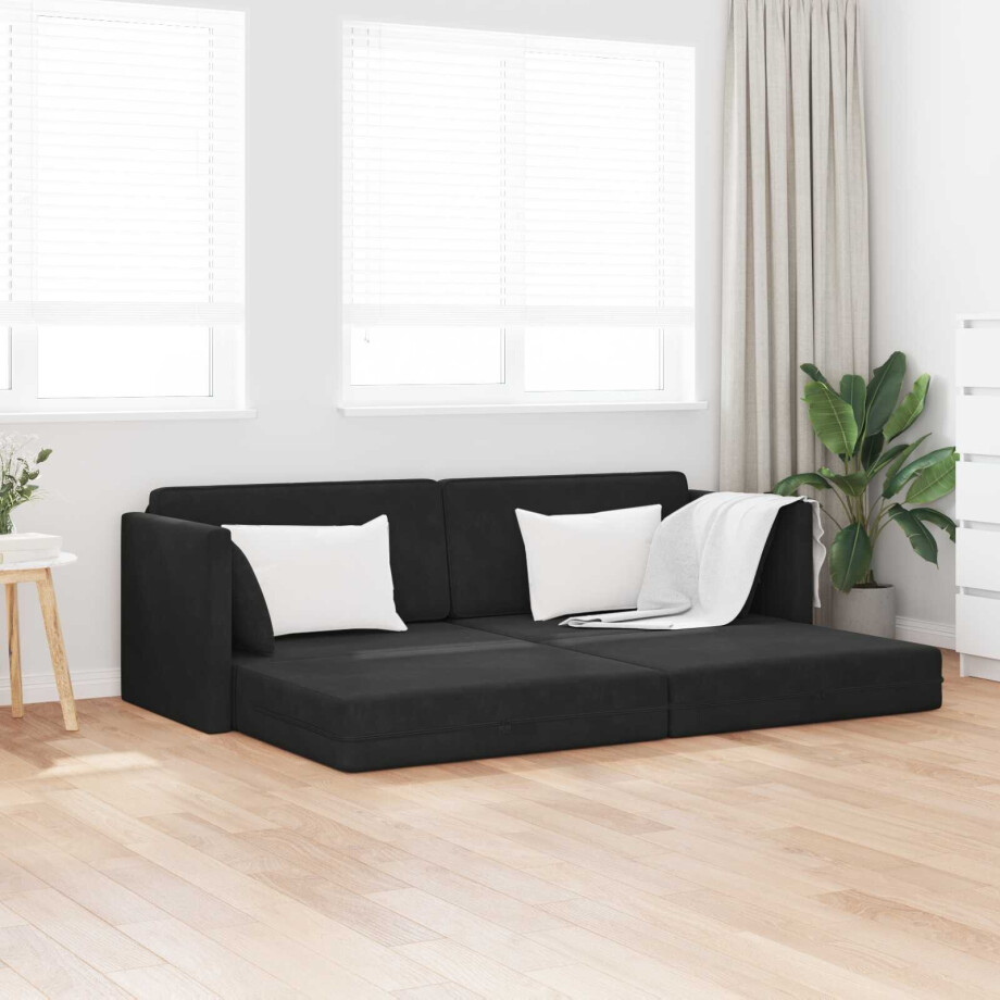 vidaXL Vloerslaapbank Zwart 213 x 70 x 77 cm Fluweel vidaXL Vloerslaapbank Zwart 213 x 70 x 77 cm Fluweel afbeelding 1