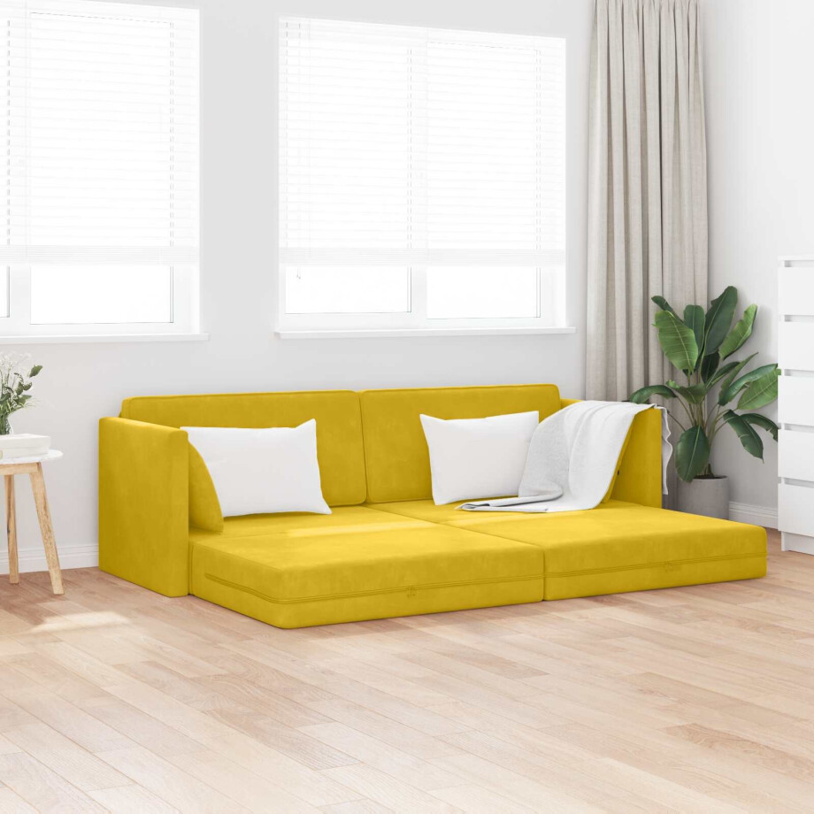 vidaXL Vloerslaapbank Geel 213 x 70 x 77 cm Fluweel vidaXL Vloerslaapbank Geel 213 x 70 x 77 cm Fluweel afbeelding 1
