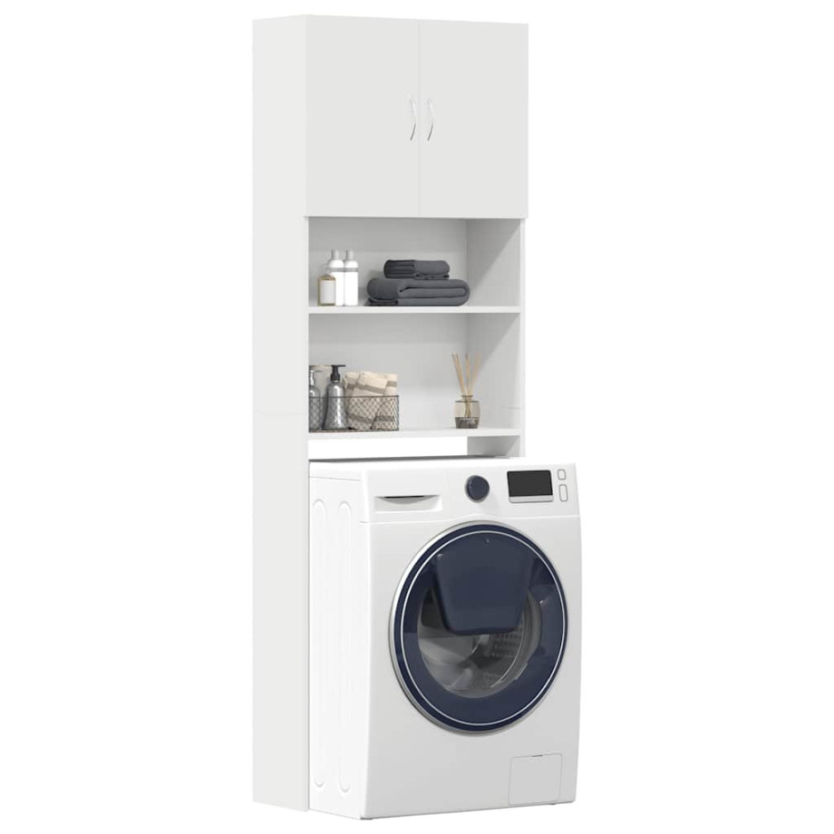 vidaXL Wasmachinekast 64x24x190 cm bewerkt hout wit afbeelding 1