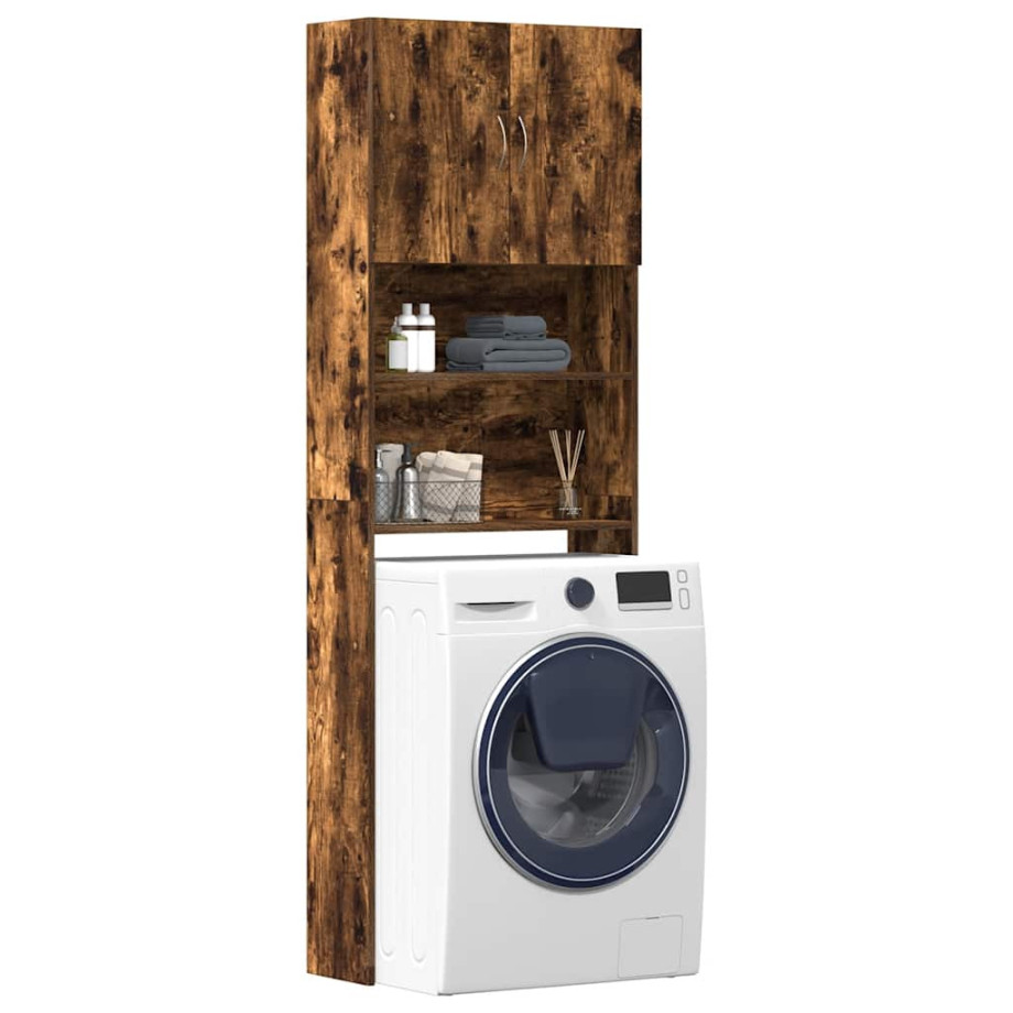 vidaXL Wasmachinekast 64x24x190 cm bewerkt hout gerookt eikenkleurig afbeelding 1