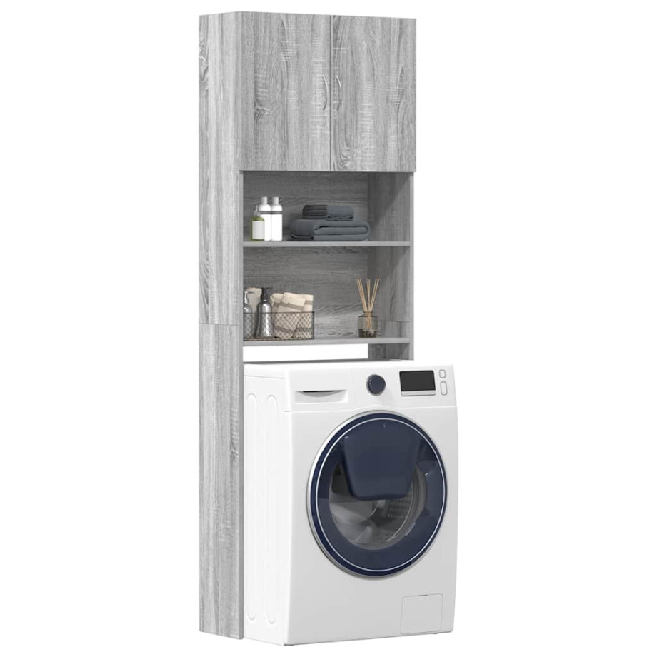 vidaXL Wasmachinekast 64x24x190 cm bewerkt hout grijs sonoma eikenkl afbeelding 1