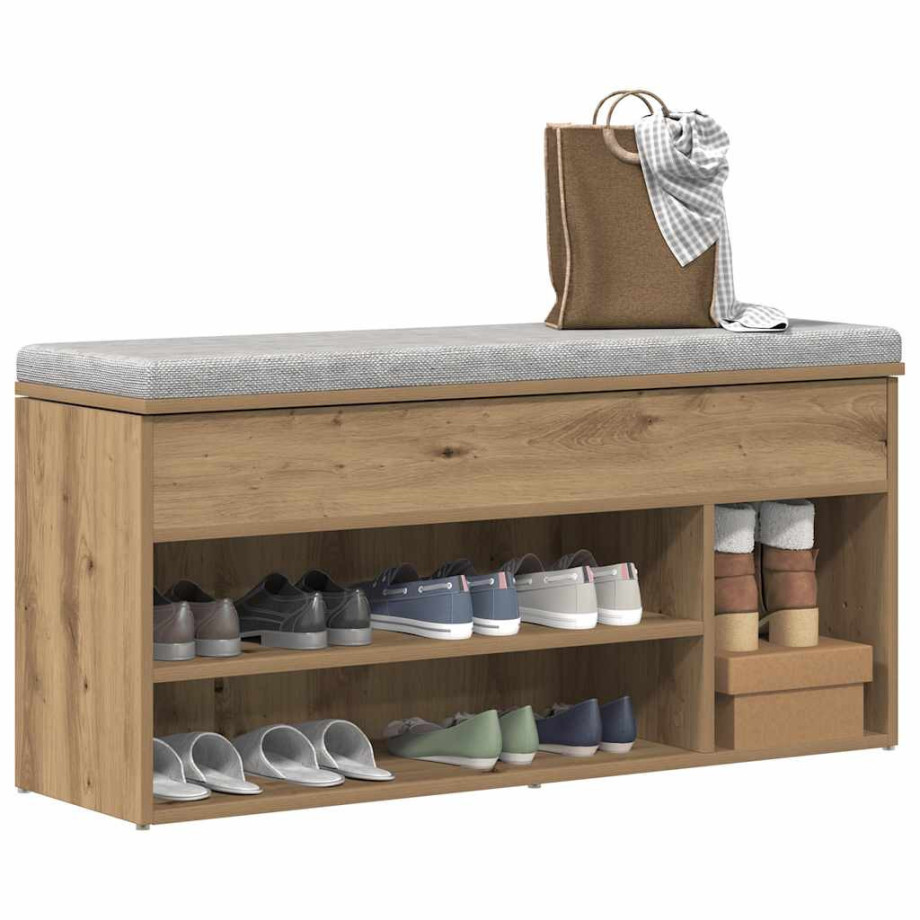 vidaXL Schoenenbank 102x30,5x45 cm bewerkt hout artisanaal eikenkleur afbeelding 1