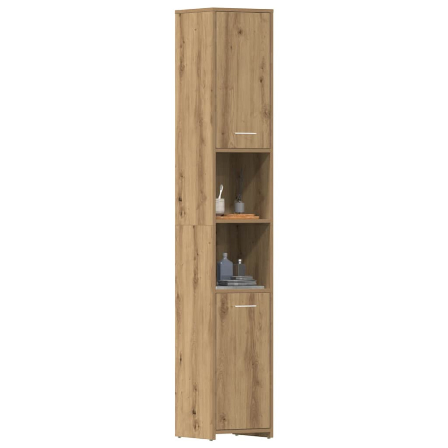 vidaXL Badkamerkast 30x30x183,5 cm bewerkt hout artisanaal eikenkleur afbeelding 1