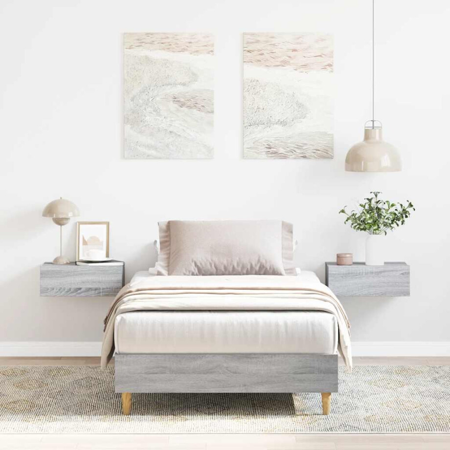 vidaXL Bedframe zonder matras 100x200 cm spaanplaat grijs sonoma vidaXL Bedframe zonder matras 100x200 cm spaanplaat grijs sonoma afbeelding 1