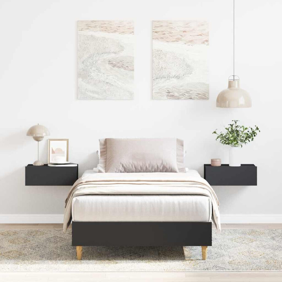 vidaXL Bedframe zonder matras 90x200 cm spaanplaat zwart afbeelding 1