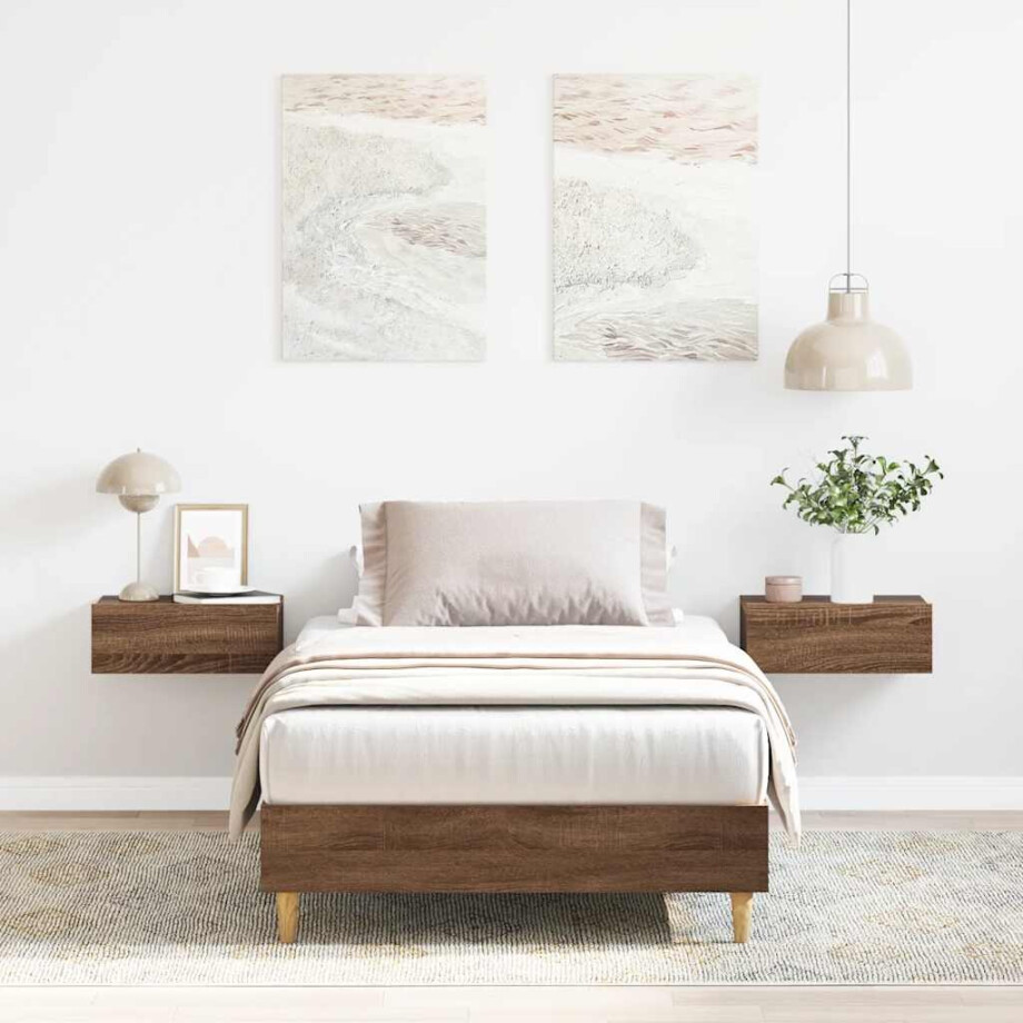 vidaXL Bedframe zonder matras 90x200 cm spaanplaat bruin eiken vidaXL Bedframe zonder matras 90x200 cm spaanplaat bruin eiken afbeelding 1