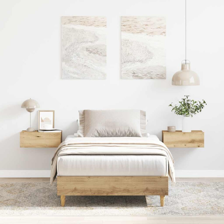 vidaXL Bedframe zonder matras 90x200 cm spaanplaat artisanaal eiken vidaXL Bedframe zonder matras 90x200 cm spaanplaat artisanaal eiken afbeelding 1