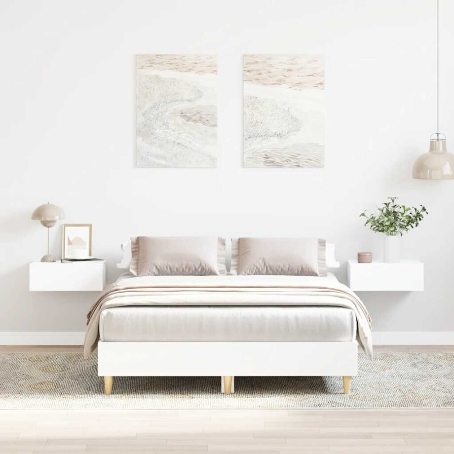vidaXL Bedframe zonder matras 140x190 cm spaanplaat wit vidaXL Bedframe zonder matras 140x190 cm spaanplaat wit afbeelding 1