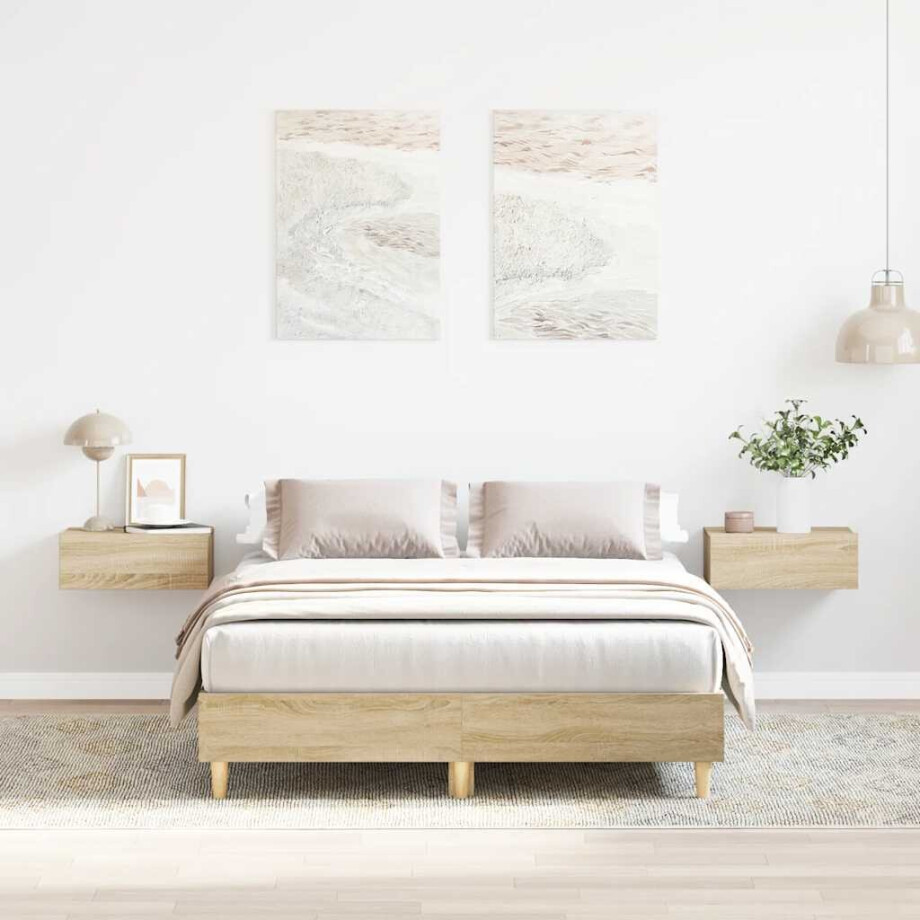 vidaXL Bedframe zonder matras 140x190cm spaanplaat sonoma eikenkleurig vidaXL Bedframe zonder matras 140x190cm spaanplaat sonoma eikenkleurig afbeelding 1