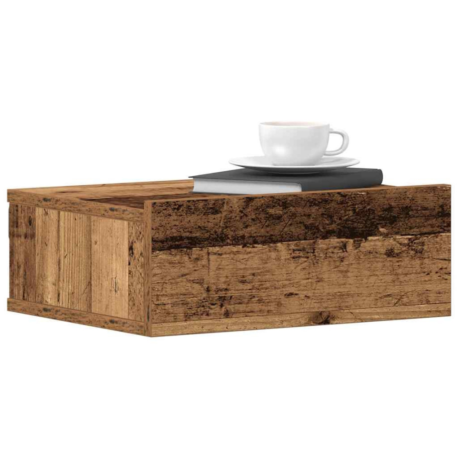 vidaXL Nachtkastje zwevend 40x32x15 cm bewerkt hout oud houtkleurig vidaXL Nachtkastje zwevend 40x32x15 cm bewerkt hout oud houtkleurig afbeelding 1