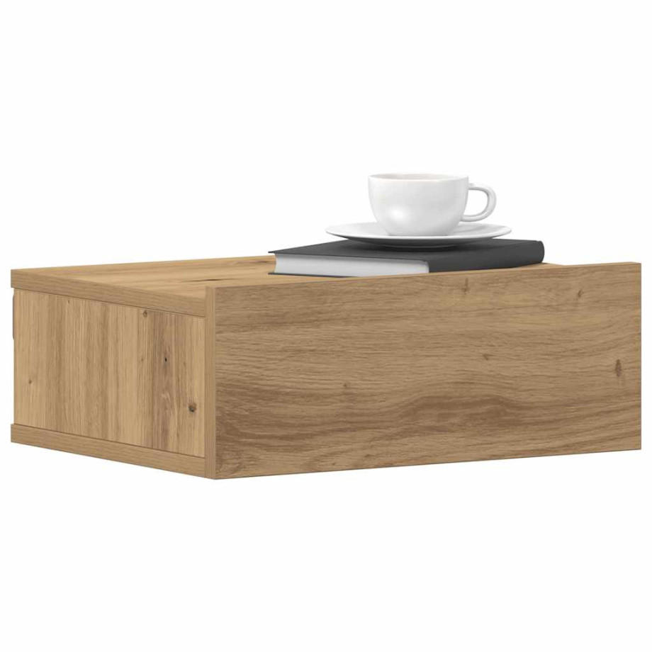 vidaXL Nachtkastje zwevend 40x32x15 cm bewerkt hout artisanaal eiken vidaXL Nachtkastje zwevend 40x32x15 cm bewerkt hout artisanaal eiken afbeelding 1