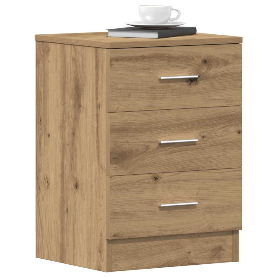 vidaXL Nachtkastje 38x35x55 cm bewerkt hout artisanaal eikenkleur afbeelding 1