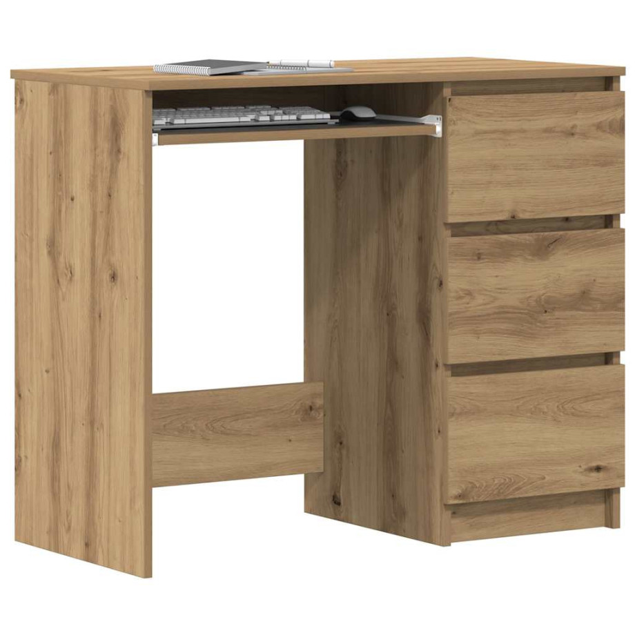 vidaXL Bureau 90x45x76 cm bewerkt hout artisanaal eikenkleur afbeelding 1