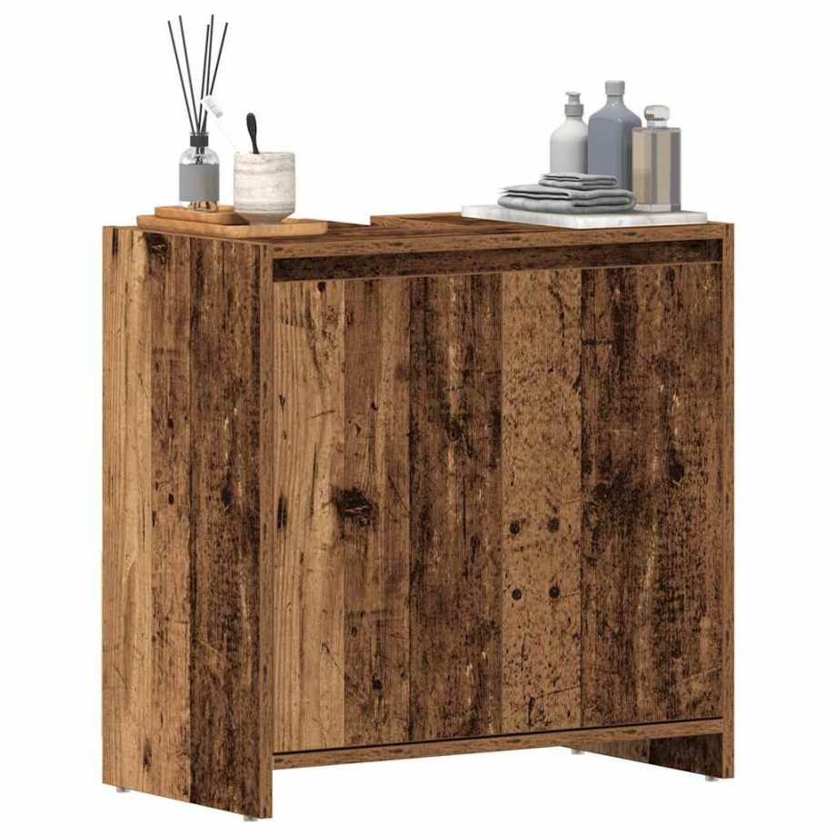 vidaXL Wastafelkast 60x33x60 cm bewerkt hout oud houtkleurig vidaXL Wastafelkast 60x33x60 cm bewerkt hout oud houtkleurig afbeelding 1