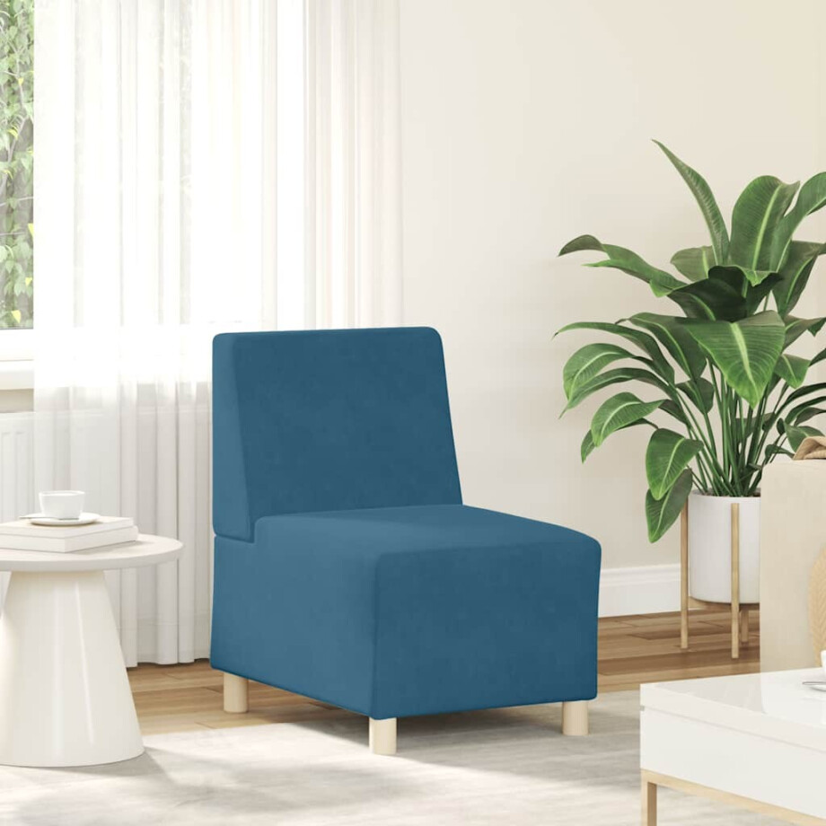 vidaXL Modulaire bank zonder armleuningen, blauw, 55 cm, fluweel afbeelding 1