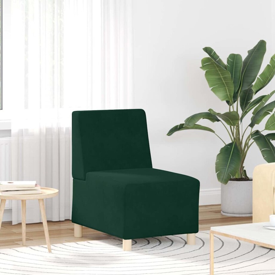 vidaXL Modulaire bank zonder armleuningen donkergroen 55 cm fluweel afbeelding 1