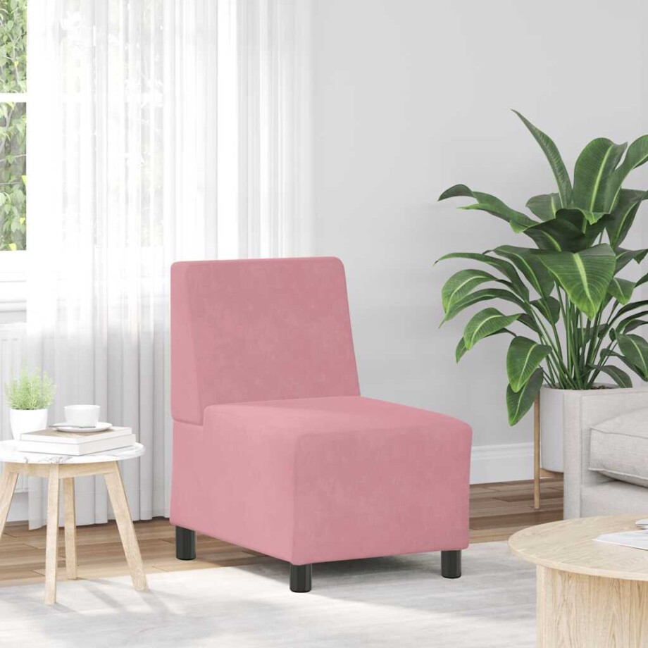 vidaXL Modulaire bank zonder armleuningen roze 55 cm fluweel vidaXL Modulaire bank zonder armleuningen roze 55 cm fluweel afbeelding 1