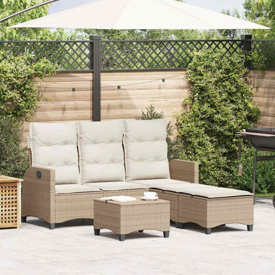 vidaXL 3-delige Tuinbankstel met kussens L-vormig beige poly rattan vidaXL 3-delige Tuinbankstel met kussens L-vormig beige poly rattan afbeelding 1