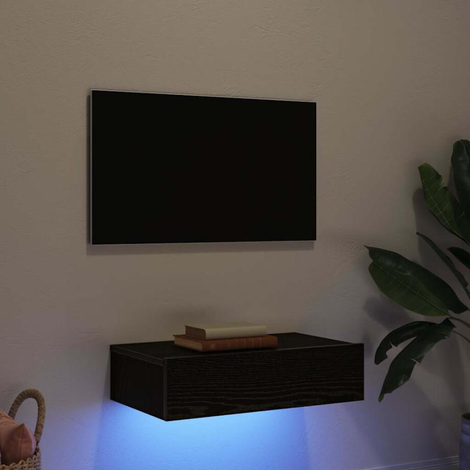 vidaXL Tv-meubel met LED-verlichting 60x35x15,5 cm zwart eikenkleurig vidaXL Tv-meubel met LED-verlichting 60x35x15,5 cm zwart eikenkleurig afbeelding 1