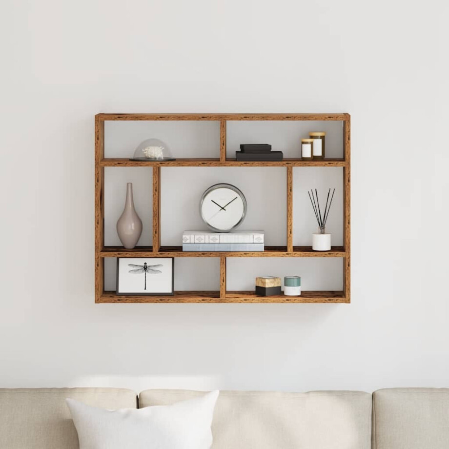 vidaXL Wandschap 75x16x55 cm bewerkt hout oud houtkleurig afbeelding 1