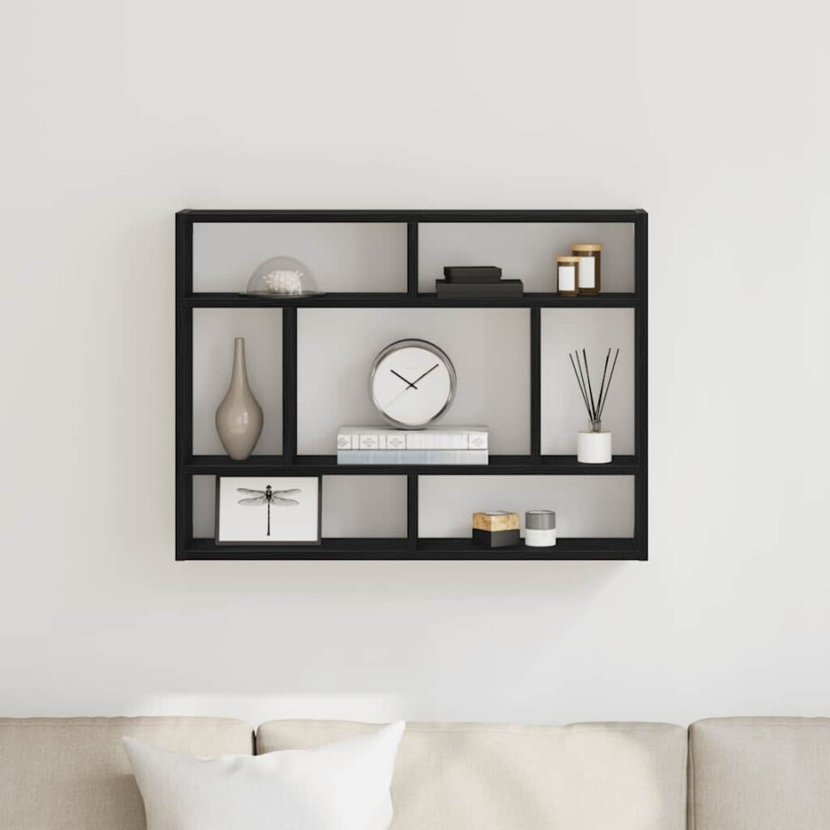 vidaXL Wandplank Zwart Eiken 75x16x55 cm Bewerkt Hout afbeelding 1