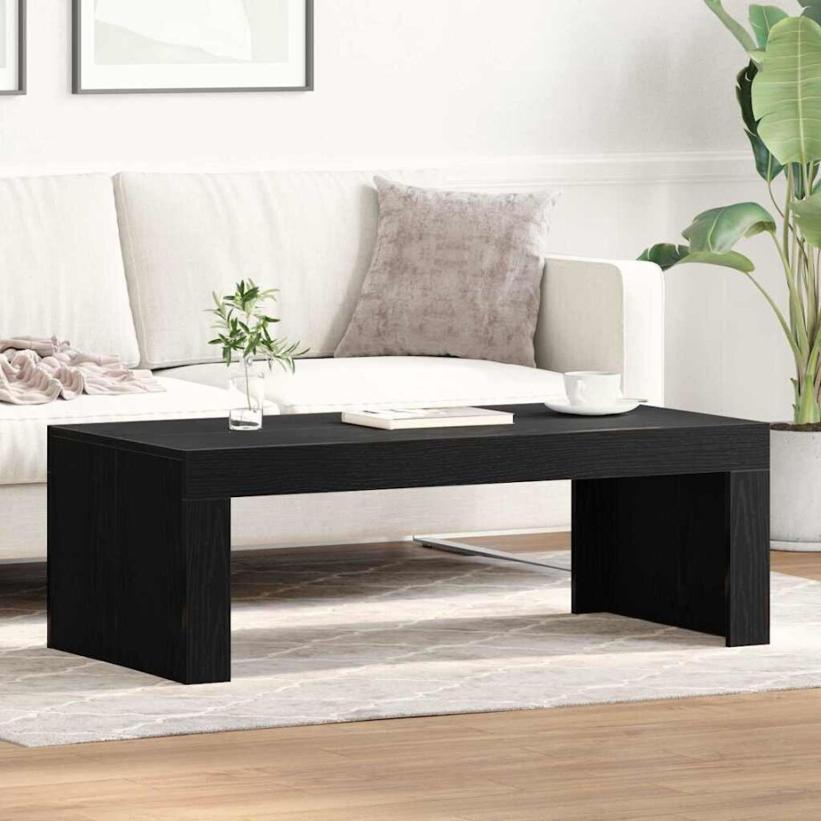 vidaXL Salontafel Zwart Eiken 102 x 50 x 35 cm Bewerkt hout vidaXL Salontafel Zwart Eiken 102 x 50 x 35 cm Bewerkt hout afbeelding 1