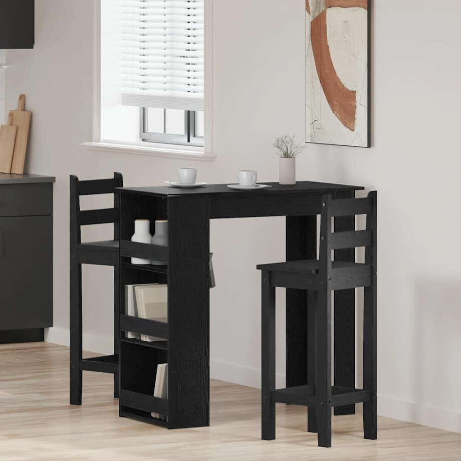 vidaXL Bartafel met opbergrek 102x50x103,5 cm zwart eikenkleurig vidaXL Bartafel met opbergrek 102x50x103,5 cm zwart eikenkleurig afbeelding 1