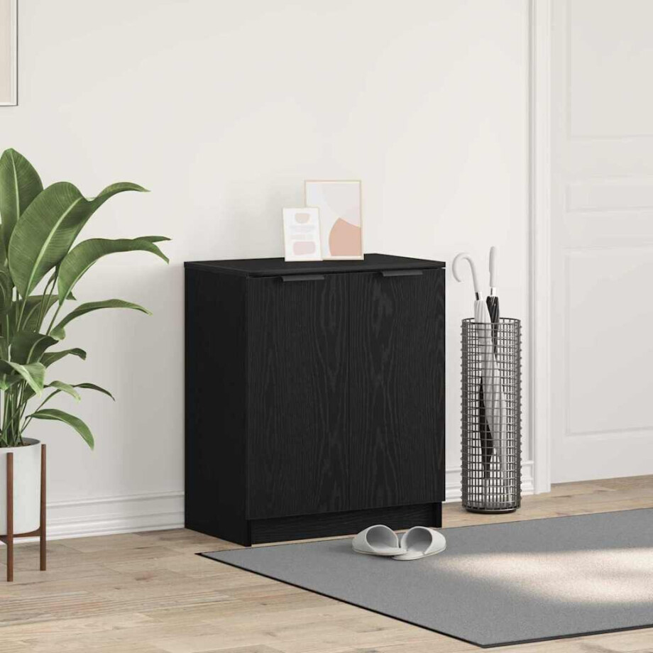vidaXL Schoenenkast met plank Zwart Eiken 59 x 35 x 70 cm Bewerkt hout vidaXL Schoenenkast met plank Zwart Eiken 59 x 35 x 70 cm Bewerkt hout afbeelding 1