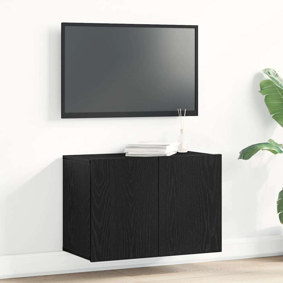 vidaXL Tv-meubel 60x30x41 cm bewerkt hout zwart eikenkleurig vidaXL Tv-meubel 60x30x41 cm bewerkt hout zwart eikenkleurig afbeelding 1