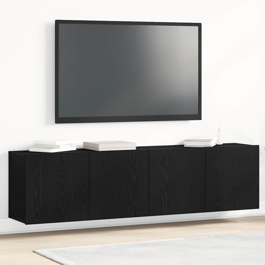 vidaXL Tv-meubels 2 st 160x30x41 cm bewerkt hout zwart eikenkleurig afbeelding 1