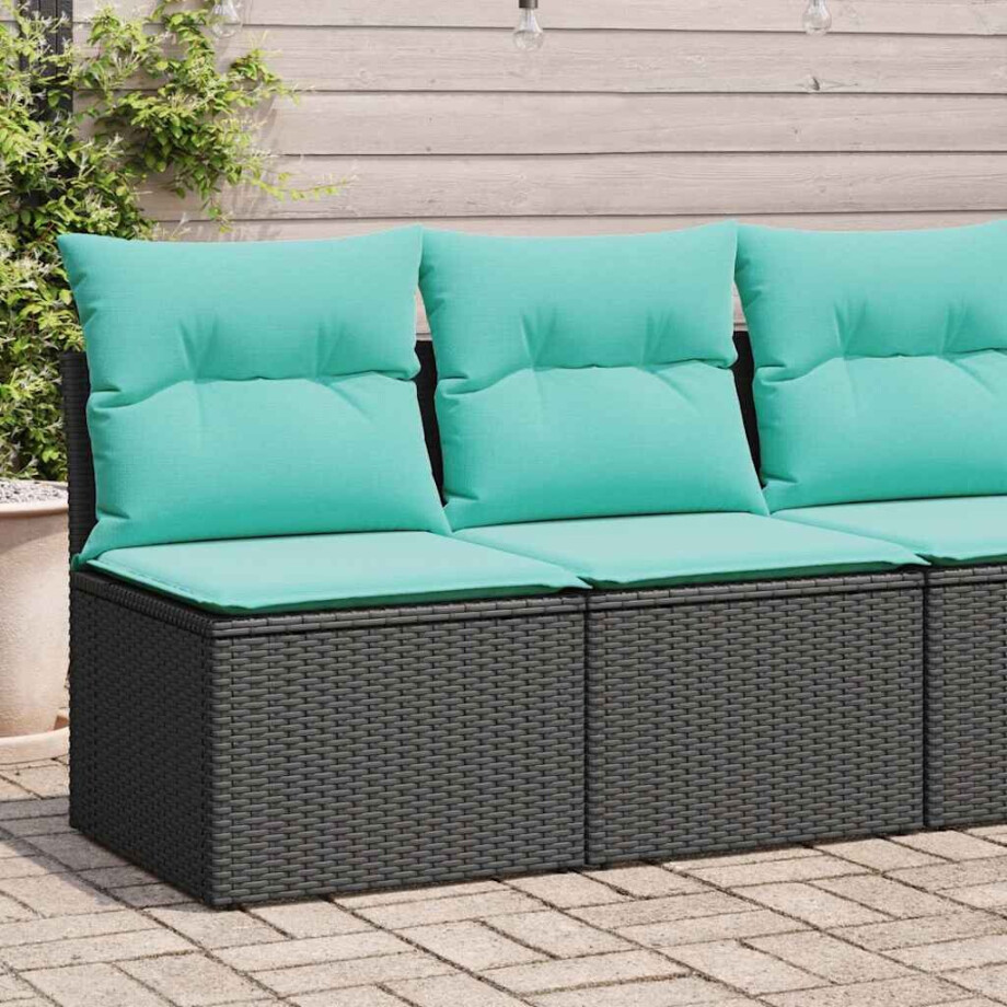 vidaXL 2-delige Loungeset met kussens poly rattan acacia zwart afbeelding 1
