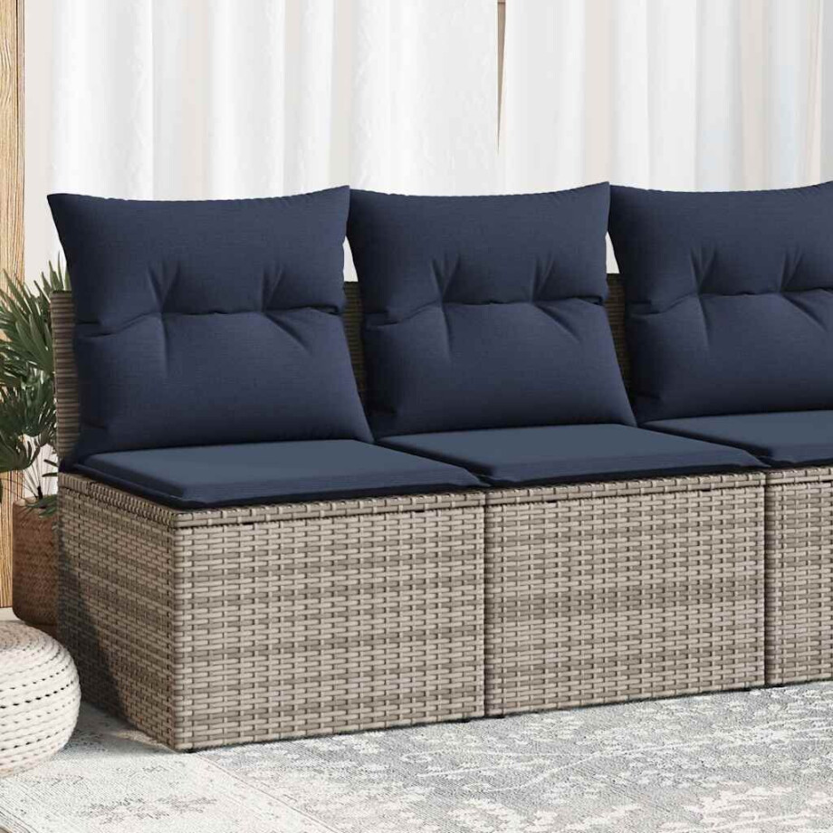 vidaXL 2-delige Loungeset met kussens poly rattan acacia grijs vidaXL 2-delige Loungeset met kussens poly rattan acacia grijs afbeelding 1