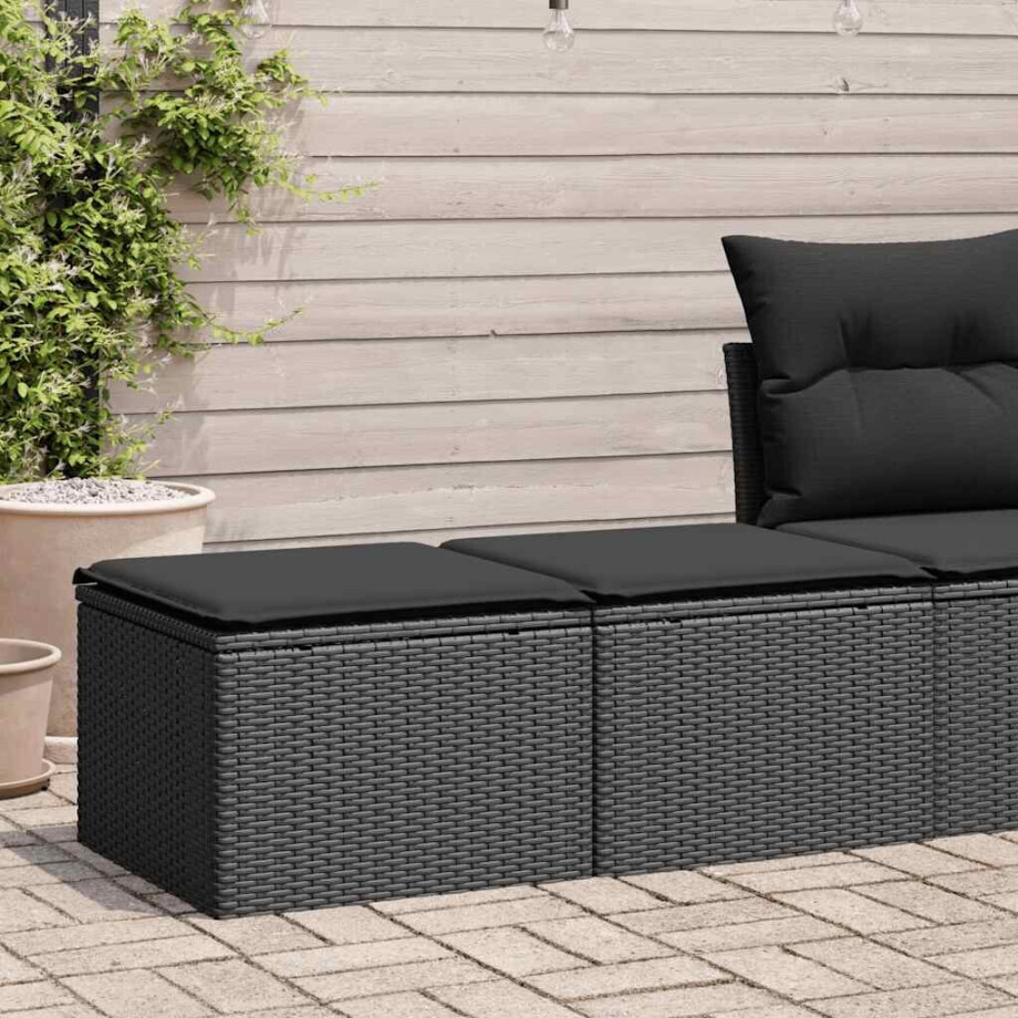 vidaXL 2-delige Loungeset met kussens poly rattan acacia zwart afbeelding 1