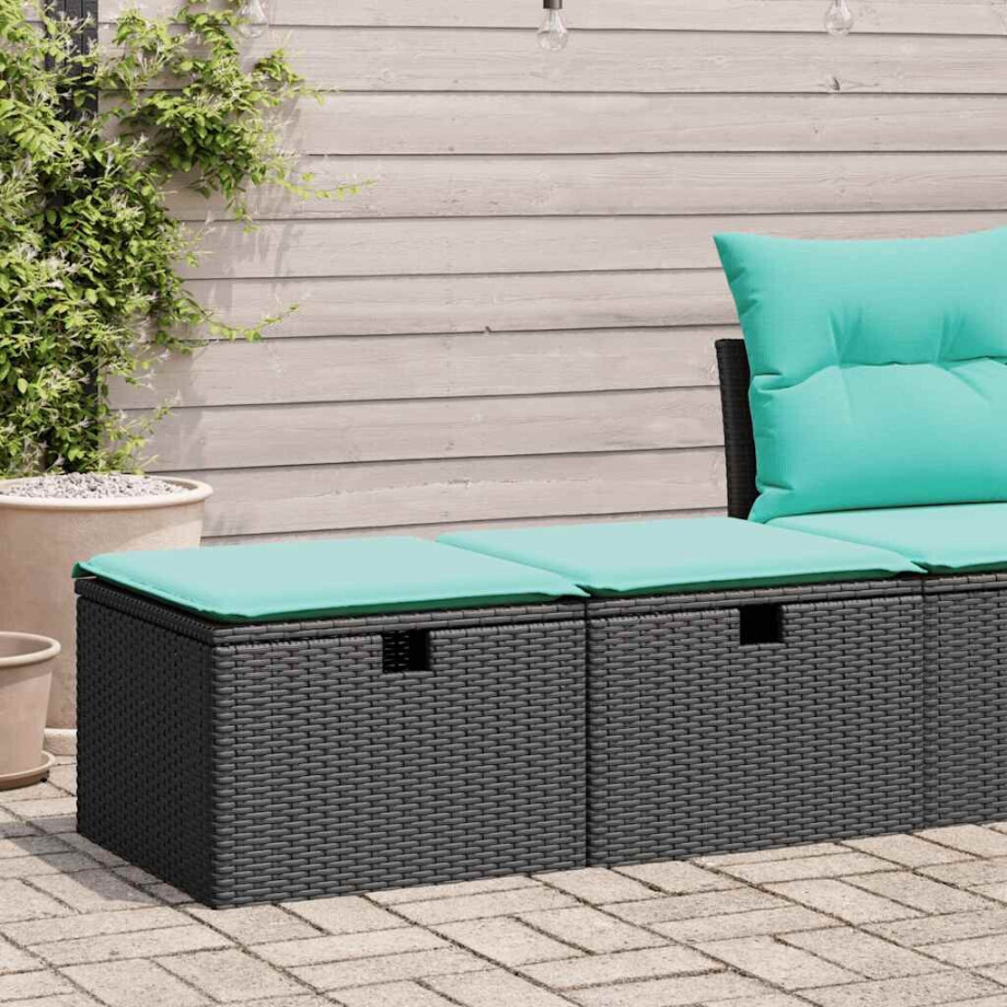 vidaXL 2-delige Loungeset met kussens poly rattan acacia zwart afbeelding 1