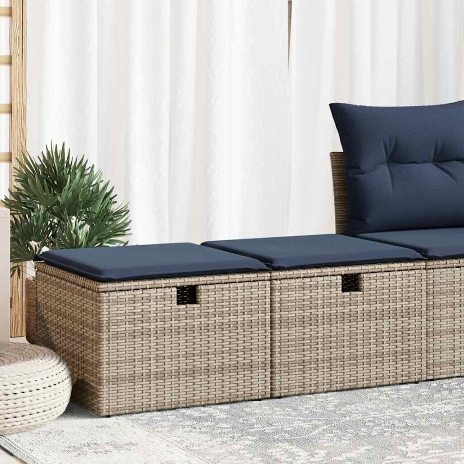 vidaXL 2-delige Loungeset met kussens poly rattan acacia grijs afbeelding 1