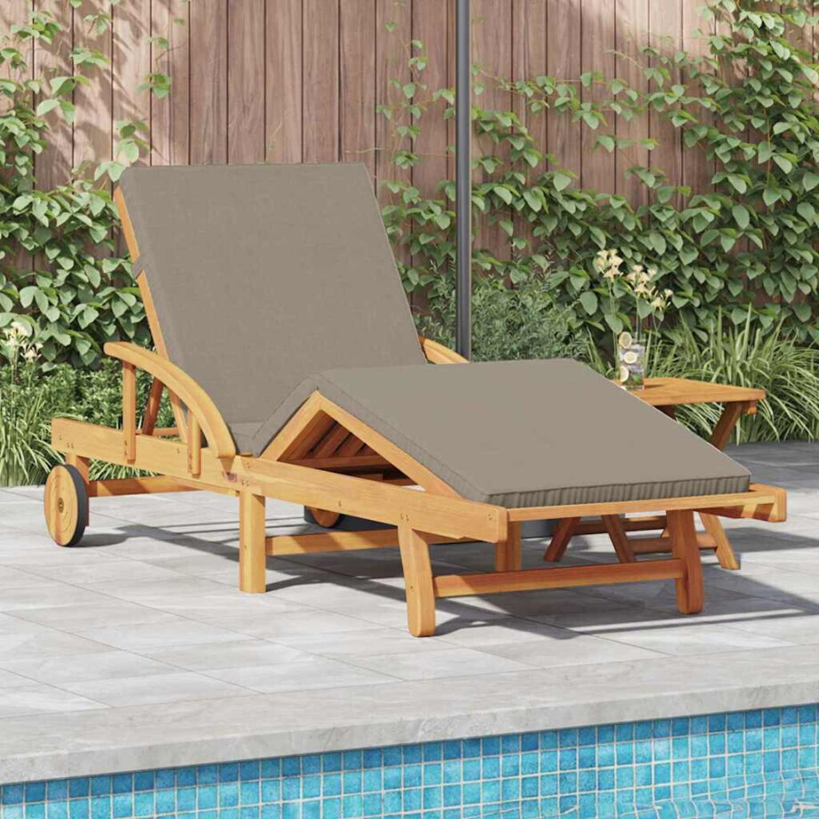 vidaXL Ligstoel Taupe 200 x 67 x 84 cm Massief Acaciahout vidaXL Ligstoel Taupe 200 x 67 x 84 cm Massief Acaciahout afbeelding 1