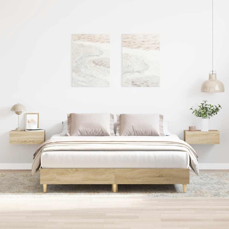vidaXL Bedframe zonder matras 150x200cm spaanplaat sonoma eikenkleurig vidaXL Bedframe zonder matras 150x200cm spaanplaat sonoma eikenkleurig afbeelding 1