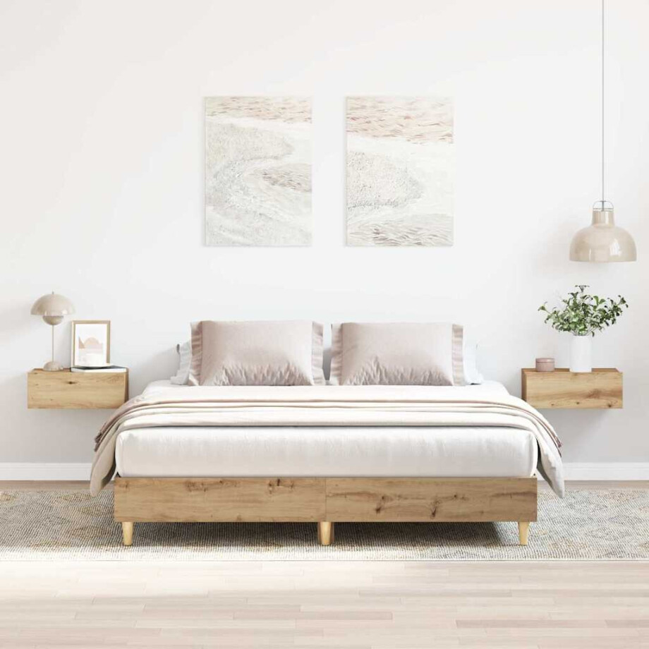 vidaXL Bedframe zonder matras 140x200 cm spaanplaat artisanaal eiken vidaXL Bedframe zonder matras 140x200 cm spaanplaat artisanaal eiken afbeelding 1