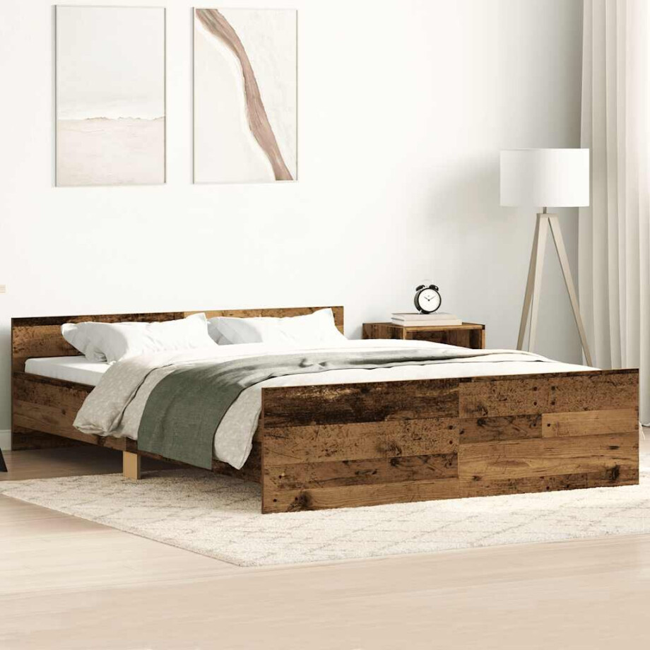 vidaXL Bedframe zonder matras 200x200 cm bewerkt hout oud hout afbeelding 1