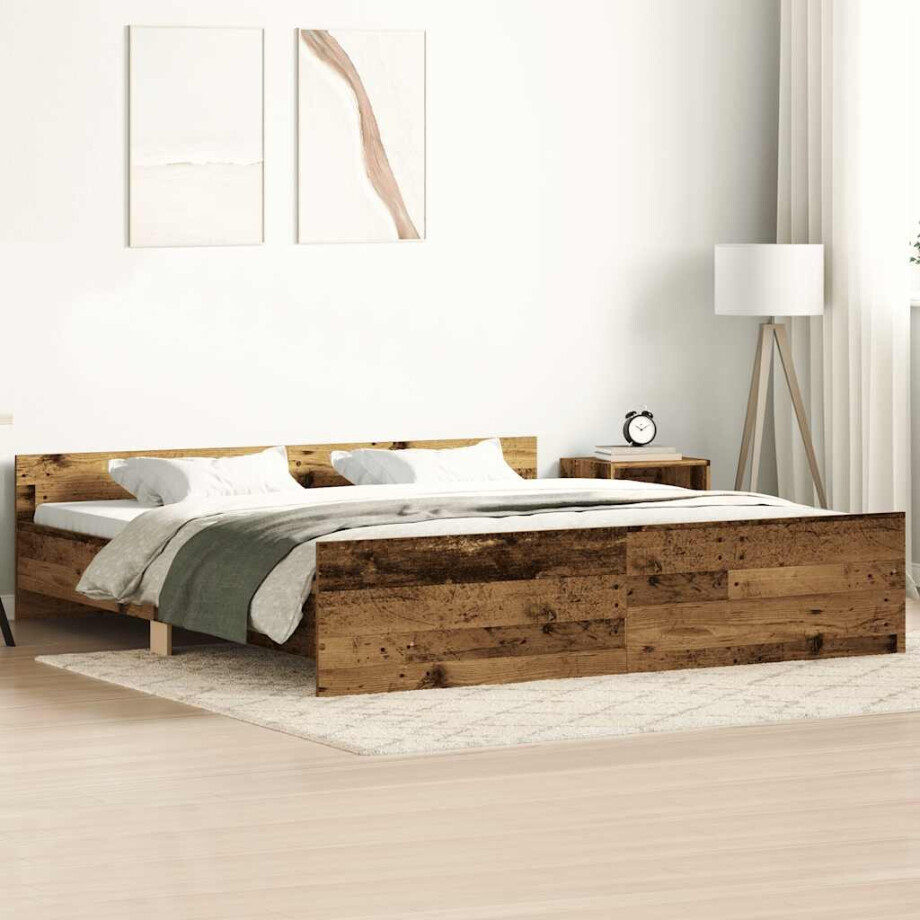 vidaXL Bedframe zonder matras 160x200 cm bewerkt hout oud hout afbeelding 1