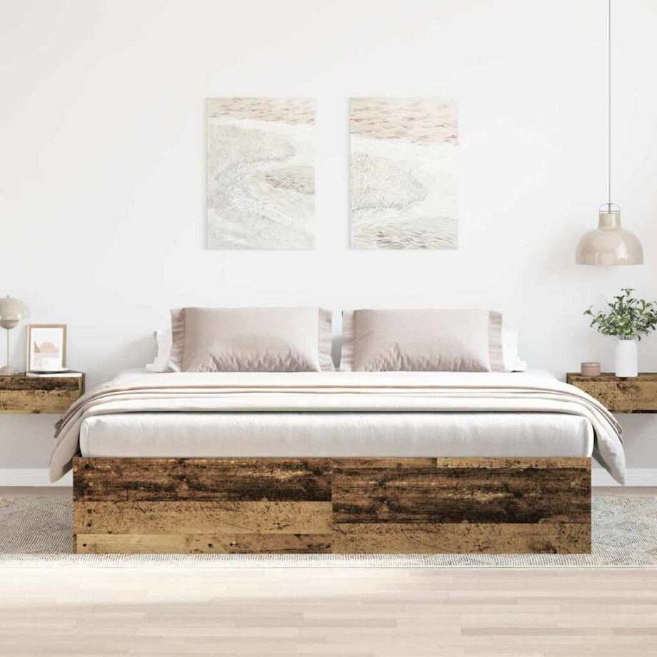 vidaXL Bedframe zonder matras 180x200 cm bewerkt hout oud hout afbeelding 1