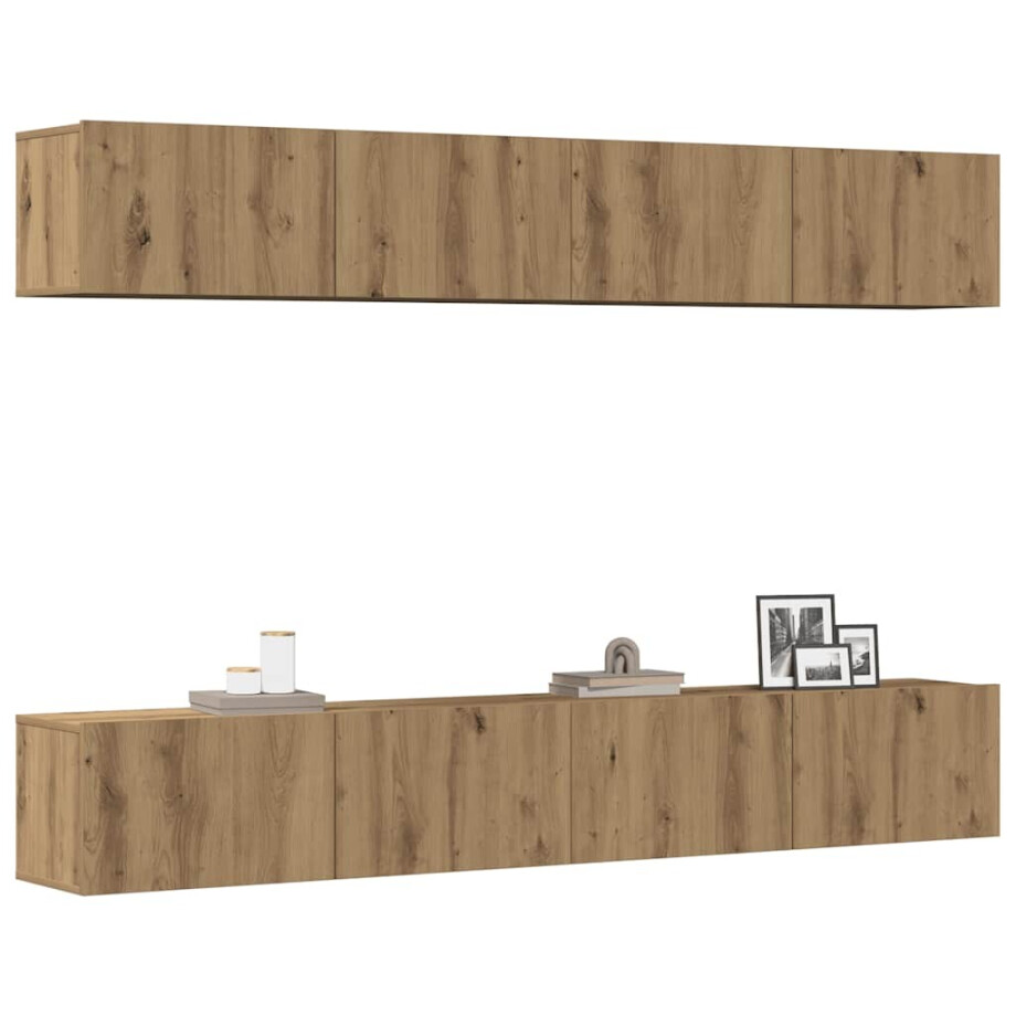 vidaXL 4-delige wand-tv-meubelset Artisan Oak 100x30x30 cm vidaXL 4-delige wand-tv-meubelset Artisan Oak 100x30x30 cm afbeelding 1