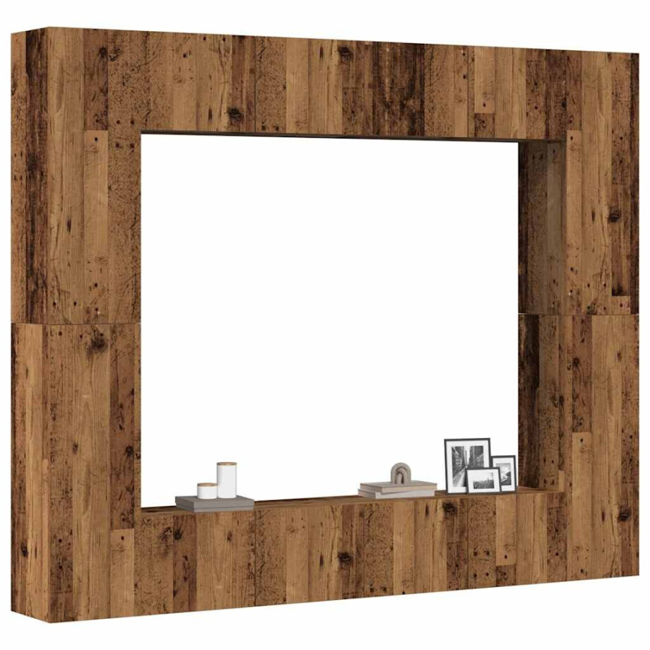 vidaXL 8-delig Tv-meubelset wandmontage bewerkt hout oud houtkleurig afbeelding 1