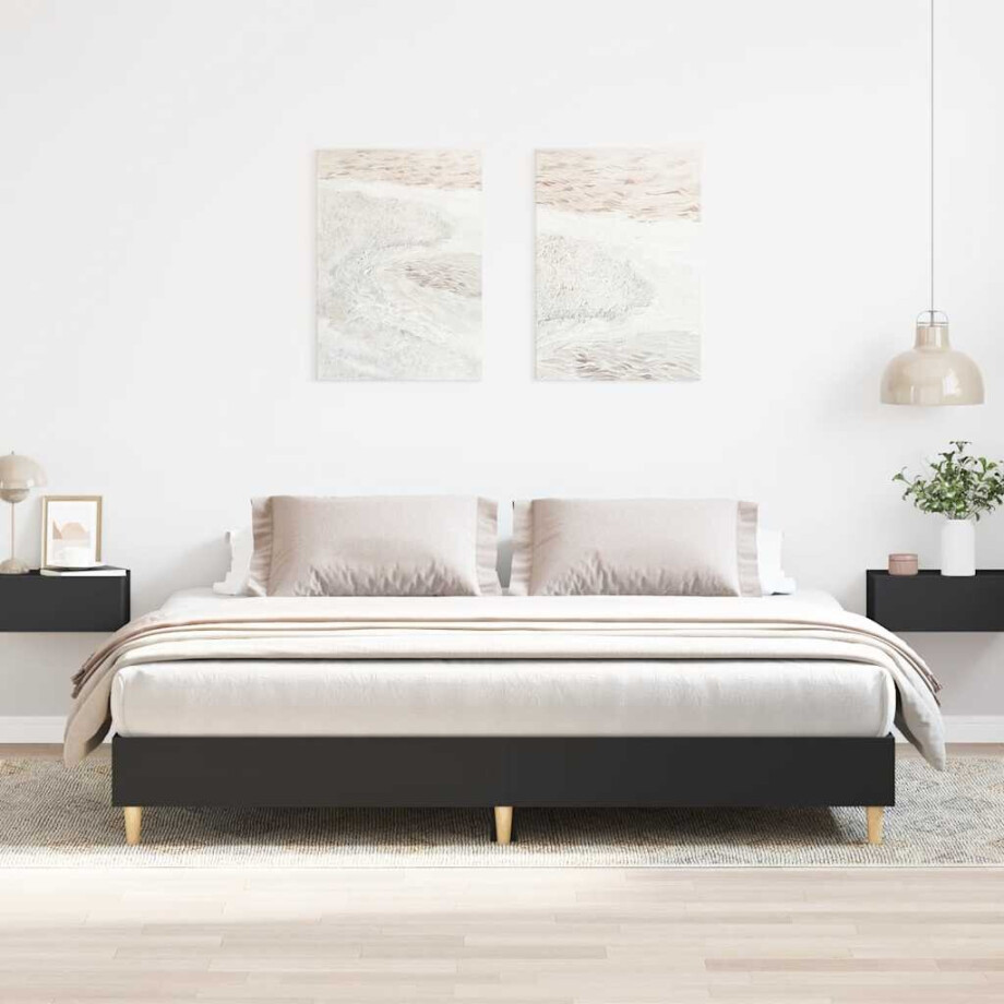 vidaXL Bedframe zonder matras 180x200 cm spaanplaat zwart afbeelding 1