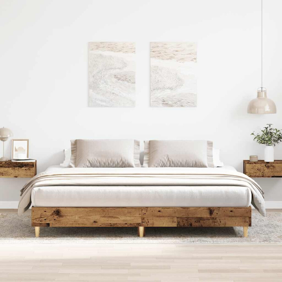 vidaXL Bedframe zonder matras 160x200 cm bewerkt hout oud hout afbeelding 1