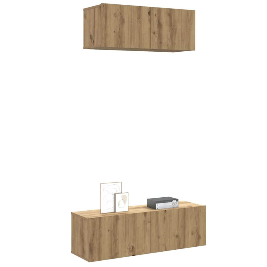 vidaXL 2-delig Tv-meubelset wandmontage bewerkt hout artisanaal eiken afbeelding 1