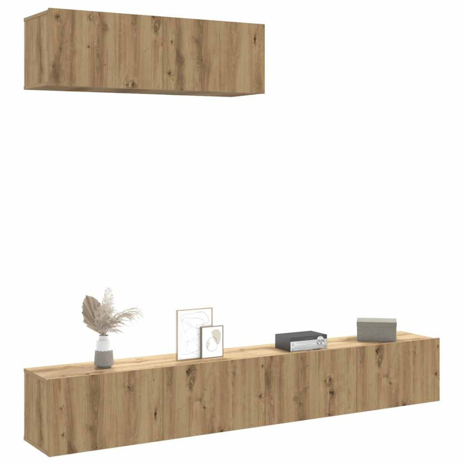 vidaXL Tv-wandkasten 3 st 100x30x30 cm bewerkt hout artisanaal eiken vidaXL Tv-wandkasten 3 st 100x30x30 cm bewerkt hout artisanaal eiken afbeelding 1