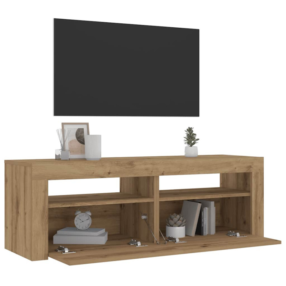 vidaXL Nachtkastjes 2 st met LED's 60x35x40 cm artisanaal eikenkleur afbeelding 1